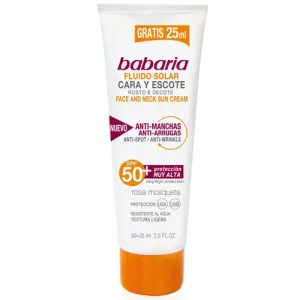کرم ضد آفتاب اسپانیایی باباریا Babaria Anti _ Spot & Anti _ Wrinkle Spf 50 ضد لک و ضد چروک 75 میل