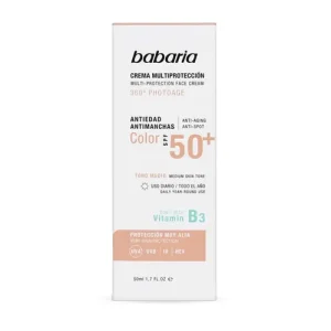 کرم ضد آفتاب چند کاره اسپانیایی باباریا Babaria Crema Spf 50 + Color رنگی 50 میل