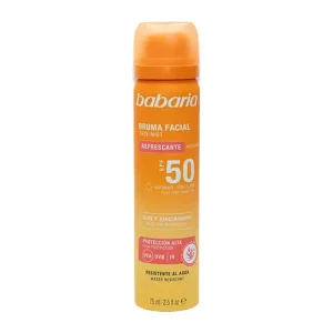 اسپری ضد آفتاب اسپانیایی باباریا Babaria Sun Face Mist Spf 50 حاوی نیاسینامید و آلوئه ورا 75 میل