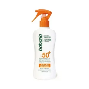 اسپری ضد آفتاب آلوئه ورا اسپانیایی باباریا Babaria Mist Sensitivi Skin Spf 50 مناسب پوست حساس 200 میل