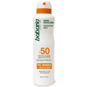 اسپری ضد آفتاب اسپانیایی باباریا Babaria Mist Sensitivi Skin Spf 50مناسب پوست حساس 200 میل